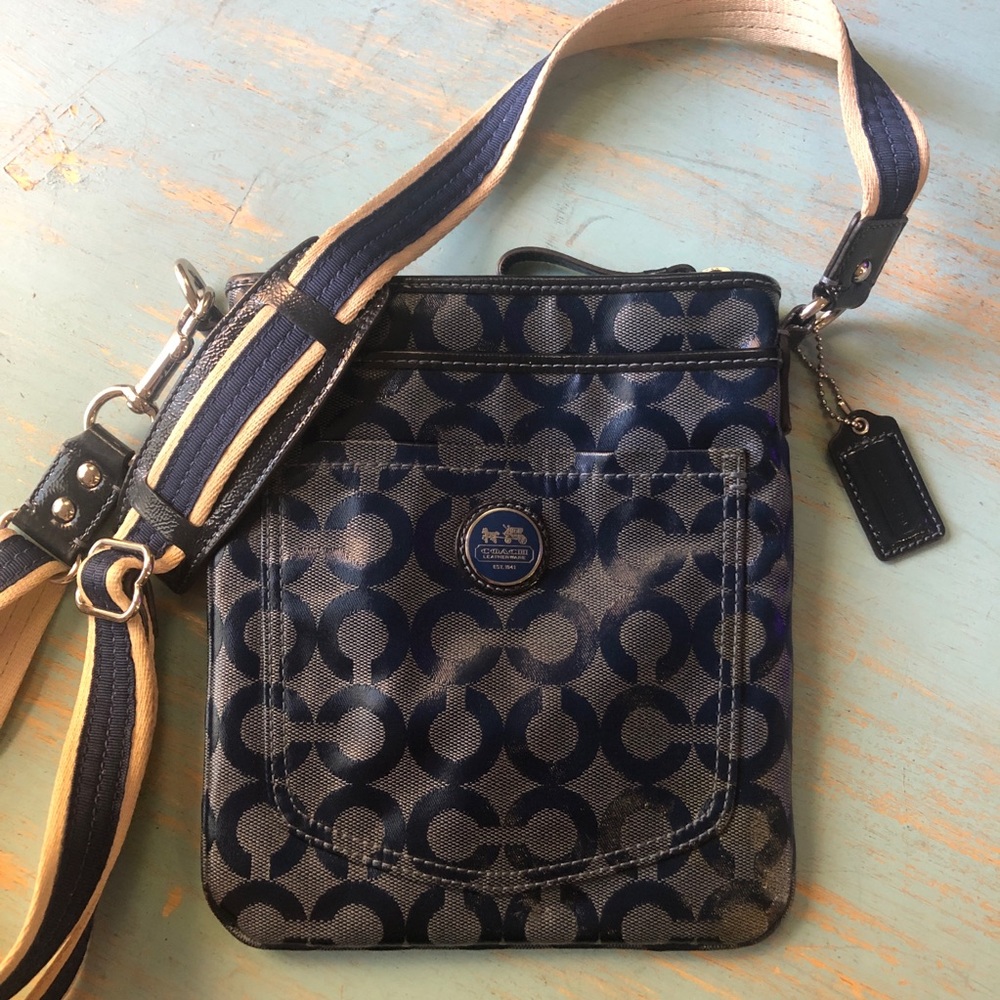 Coach Blue Coated Canvas ART Crossbody Swingpack